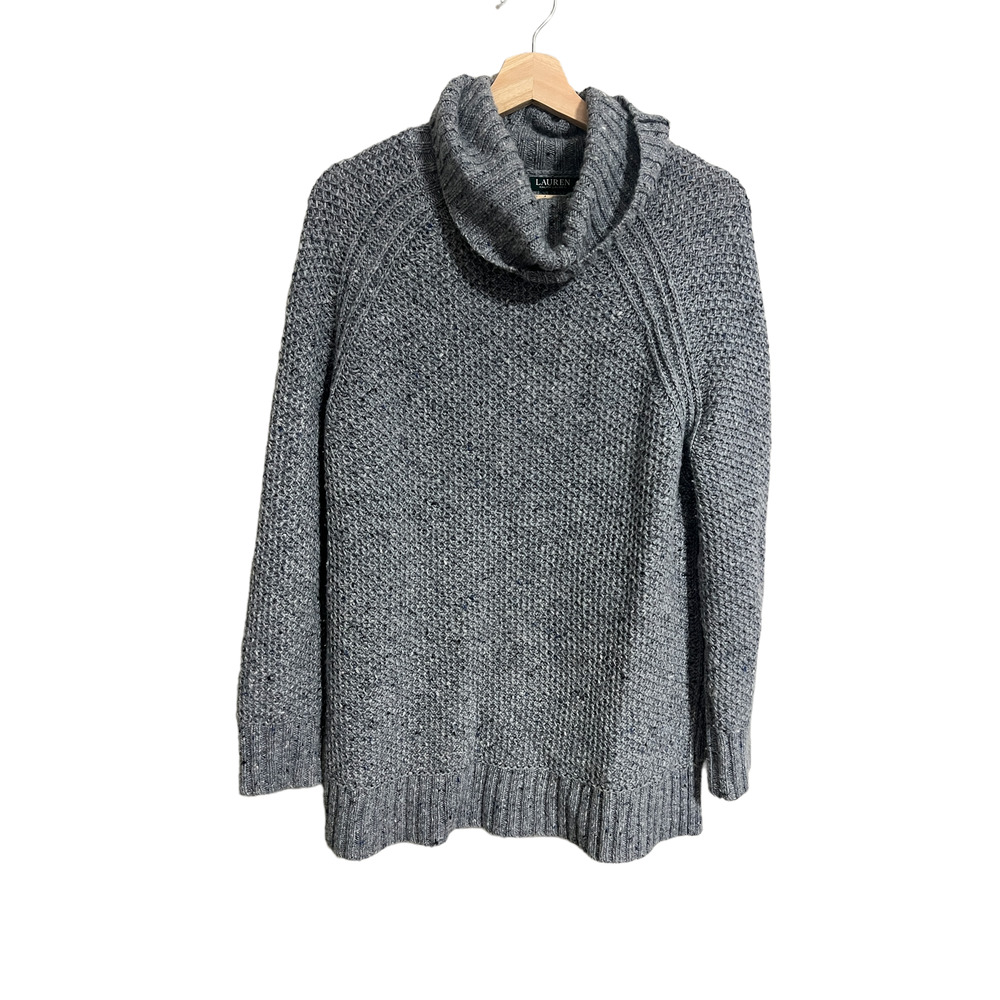 Lauren Ralph Lauren Gray Cowlneck Merino Wool Alpaca Blend Sweater M